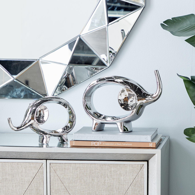 Ensemble d'éléphants en porcelaine, Argent argent