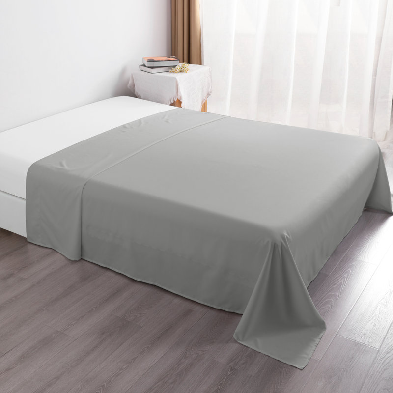 Drap plat en microfibre , Gris fumée, Drap plat pour lit simple TG