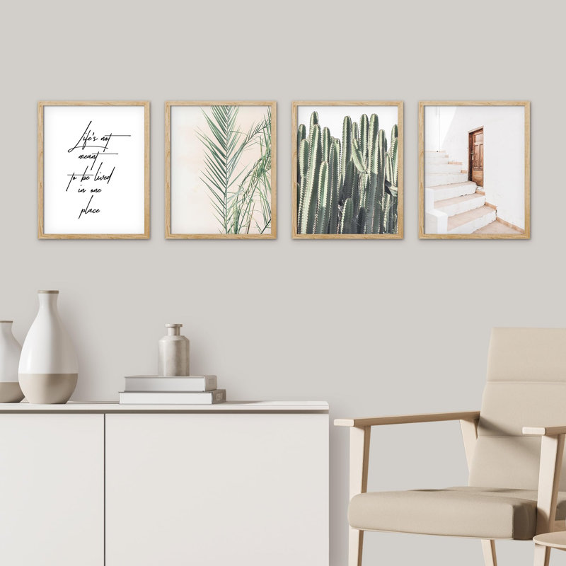 «Colorful Desert Cactus Decor Calm», impression sur papier 4 pièces, Naturel, H 16 po x l 12 po