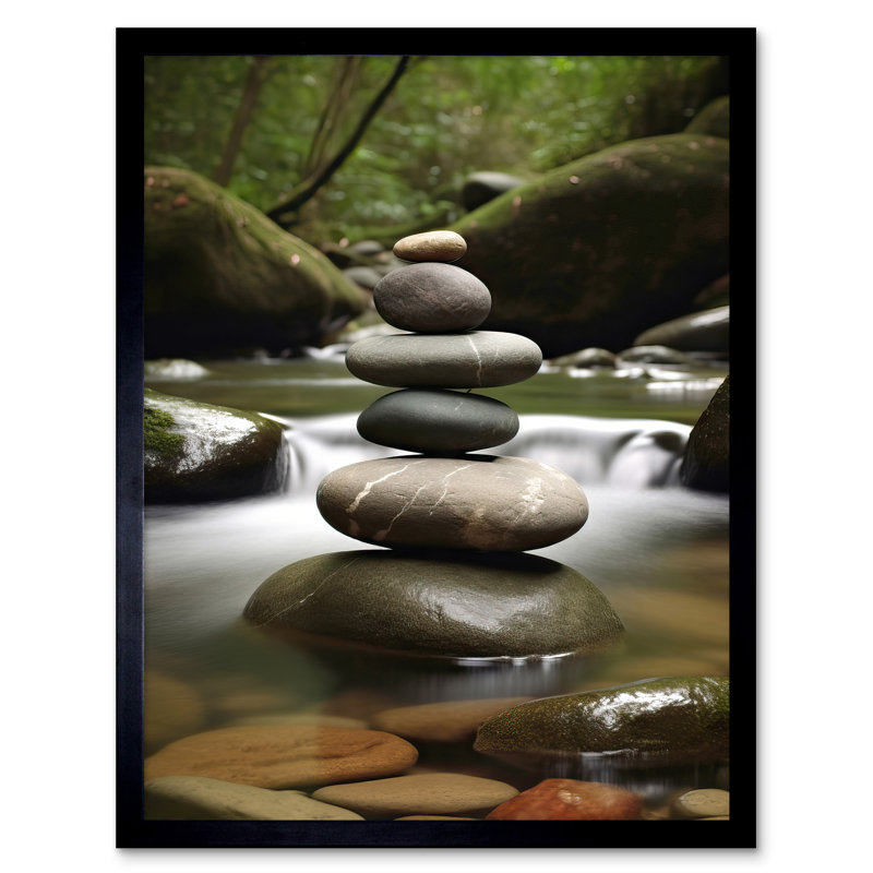 Meaker Zen Massage Stone Waterfall River Nature Beauty Salon - Single Picture Frame Print
