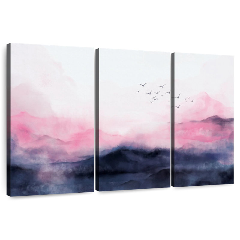 Avery, horizon rose abstrait, H 36 po x l 57 po
