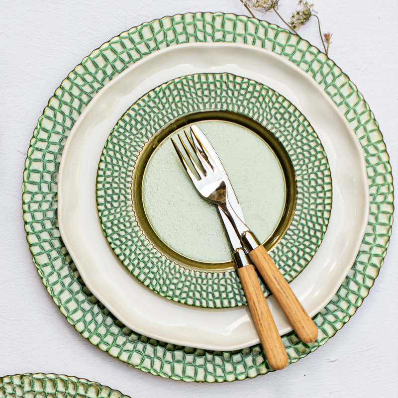 Pelli Glass Salad Plate, Green
