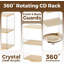 Support à CD à 2 niveaux avec support en bois, acrylique, support de CD rotatif à capacité 40, ouvert, conception latérale, anti-chute pour le bureau