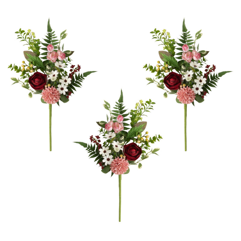 18.5" Pink and Red Plastic Rose Topiary Stems