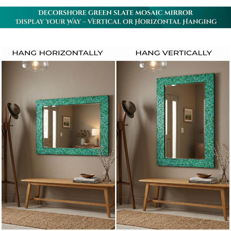 Mosaic Wall Rustic Accent Mirror, Green/Blue