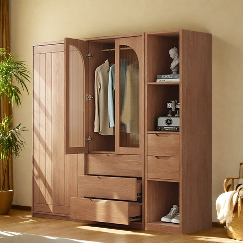 Retro Simple Push Pull Wardrobe, 78.74" H x 94.49" W x 23.62" D