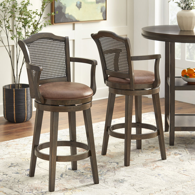 Tabouret de bar pivotant en bois massif 45 po H 45 po (ensemble de 2)