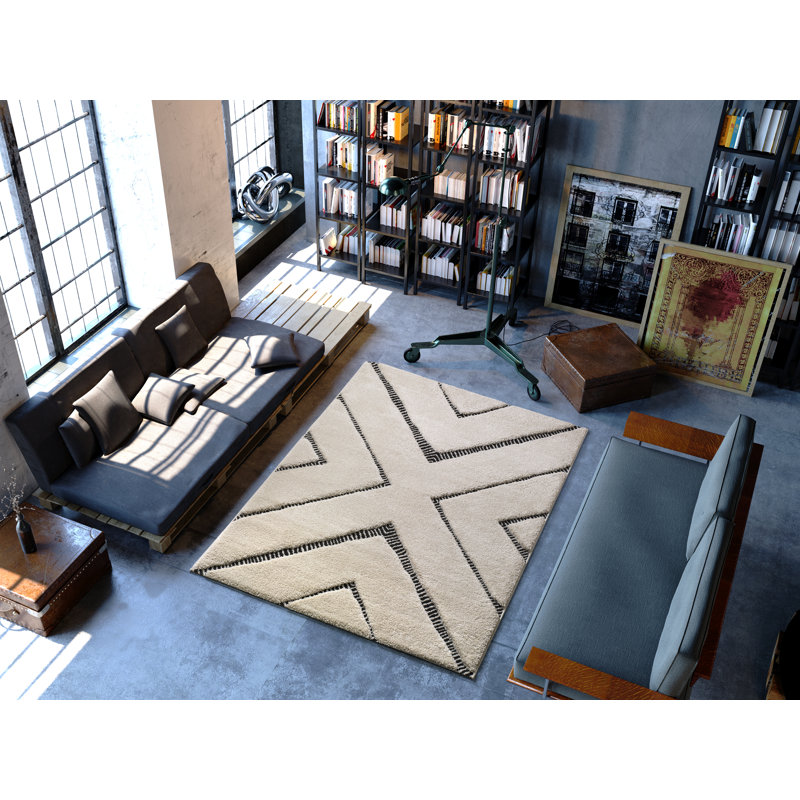 Akos Geometric Shag Area Rug, Rectangle 120 x 170cm