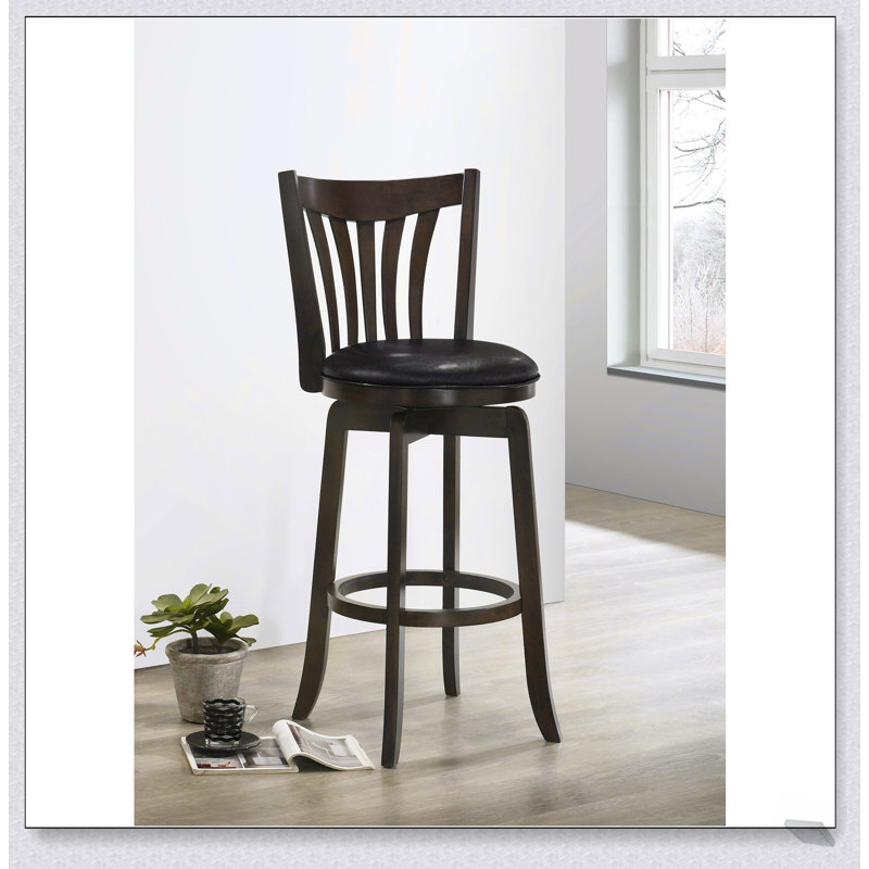 Chaise de bar pivotante en cerisier foncé Decker avec siège confortable et finition élégante