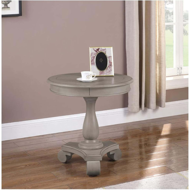Table de bout ronde transitionnelle, table d'appoint de salon en bois