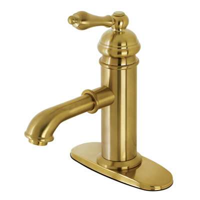 Kingston Brass American Classic Single-Handle 1-Hole Deck Mount Bathroom Faucet with Brass Pop-Up
