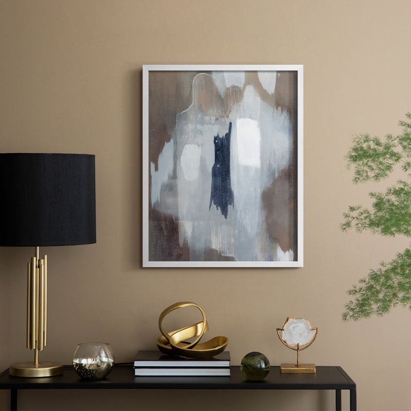 Neige et minéraux I, reproduction encadrée - bois massif, Cadre blanc, H 30 po x l 24 po
