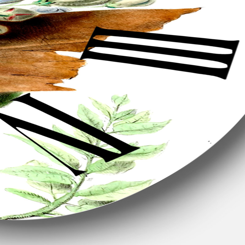 Vintage Plant Life XXV III - Horloge murale traditionnelle, Surdimensionné