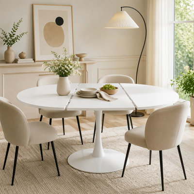 Round Extendable Dining Table for 4-6