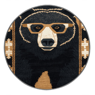  Washable Spectacled Bear Wildlife Area Rug