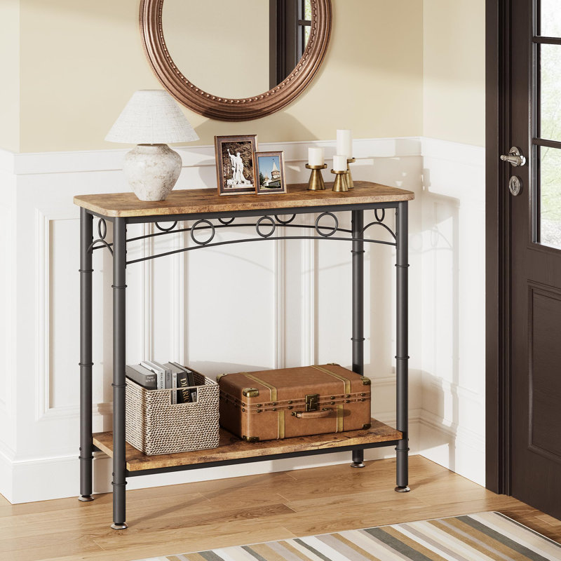 Console Shamella, Plateau noir / structure noire, H 31,8 po x l 31,5 po x P 11,8 po