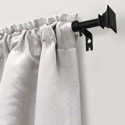5/8" Flat Square Adjustable Single Curtain Rod Silver/Dark Grey/ Matte Black