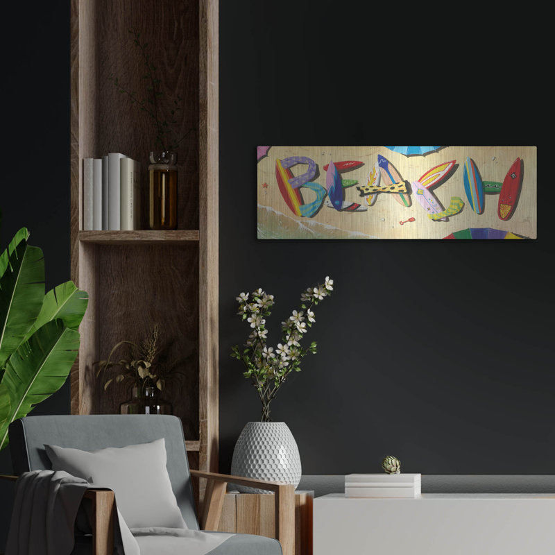 Art mural en métal Rosecliff Heights «Beach In Boards» par Scott Westmoreland, H 12 po x l 36 po