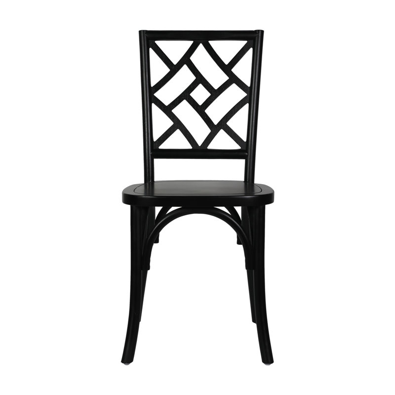 Commercial Solid Wood Stackable Dining Chair With Intricate Back, 2, Black