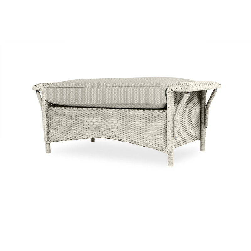 Nantucket Outdoor Ottoman, Flagship Lapis Sunbrella®, Linen