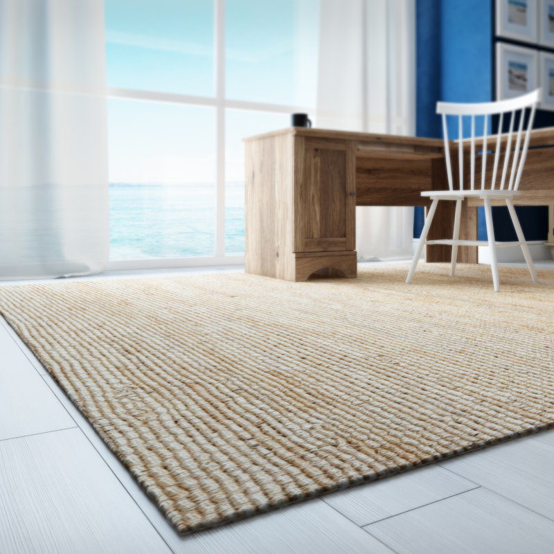 Yvonne Solid Colour Jute / Sisal Hand Woven Area Rug, Rectangle 122 x 183 cm