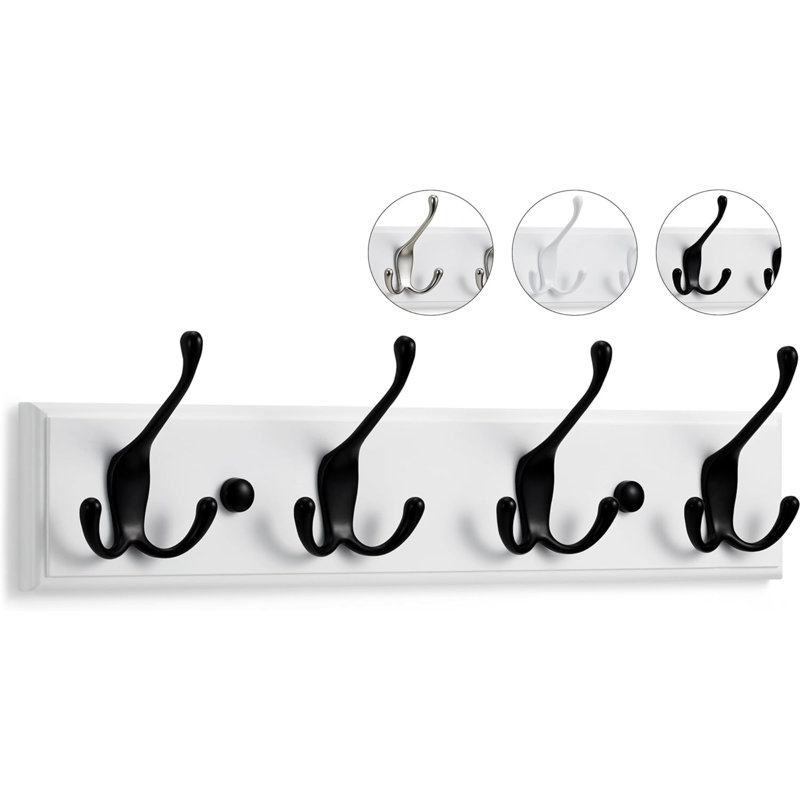 Aralda Metal Wall 4 - Hook Wall Mounted Coat Rack, White/Black
