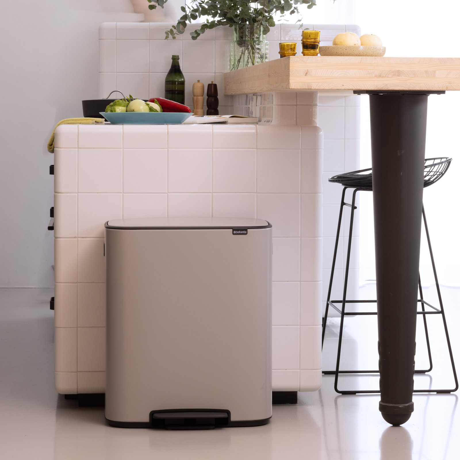 Brabantia Bo Step Dual Recycling Can, Soft Gray
