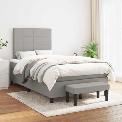 Lit sommier avec matelas Vidaxl gris clair