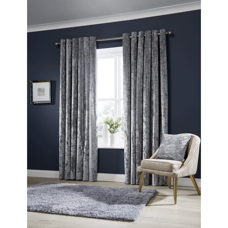 Crushed Curtains, 137cm Width x 167cm Drop, Silver