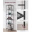 6-Tier Glass Shelf, Bookshelf, Storage Rack, Tempered Glass, Easy Assembly, For Bathroom, Living Room, Bedroom, Office, Ink Black And Slate Grey-1225875666