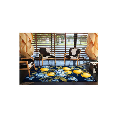 Lemon Floral Patterned Colourful Modern Decorative Rug