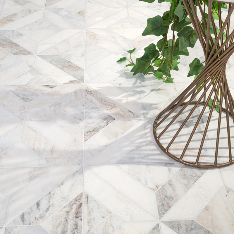 Castella de Blanc Elyx 12 in. x 12 in. Honed Marble Mosaic Floor and Wall Tile