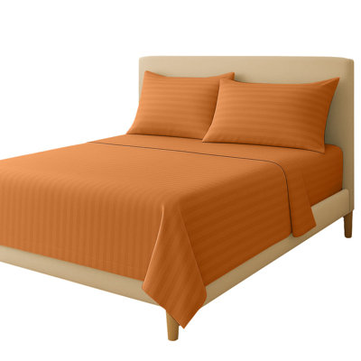 American Home 100% Cotton Breathable Striped Sheet Set (Full, Spice)