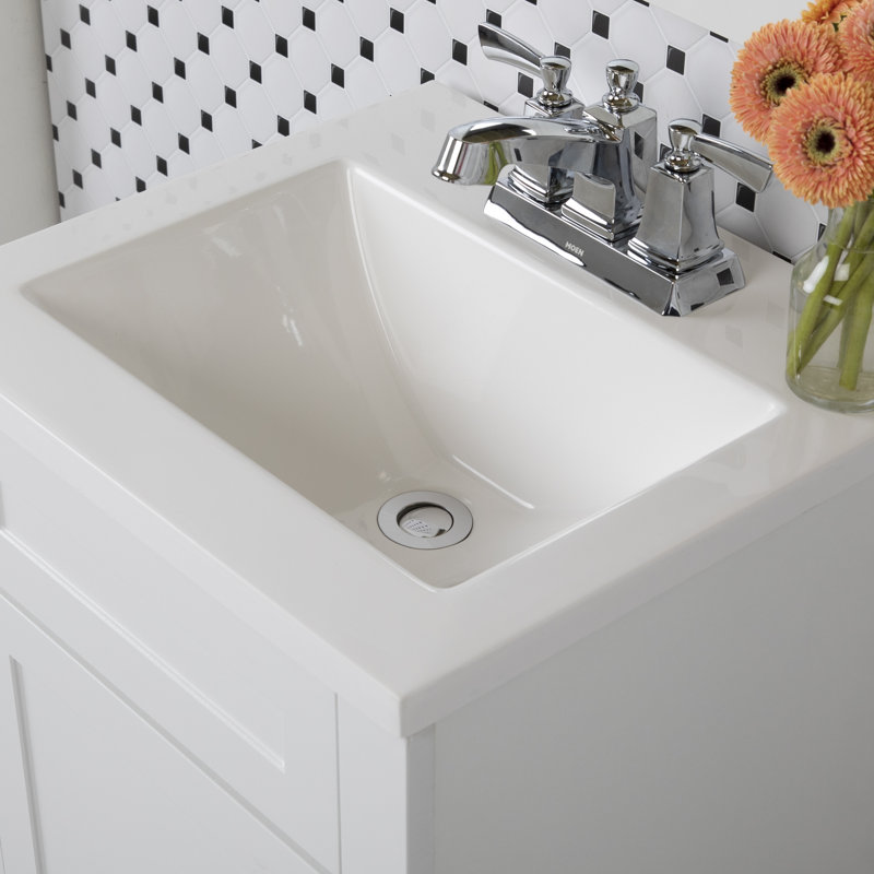 18.5" Single Bathroom Vanity With Cultured Marble Top, White