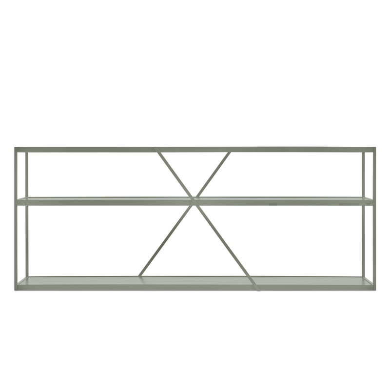 NeedWant Etagere Bookcase, (2 Shelves) 25" H x 63" W x 16" D, Gray Green