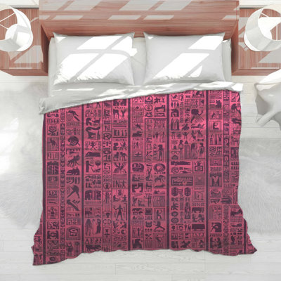 Pink Hieroglyphic Symbols Comforter