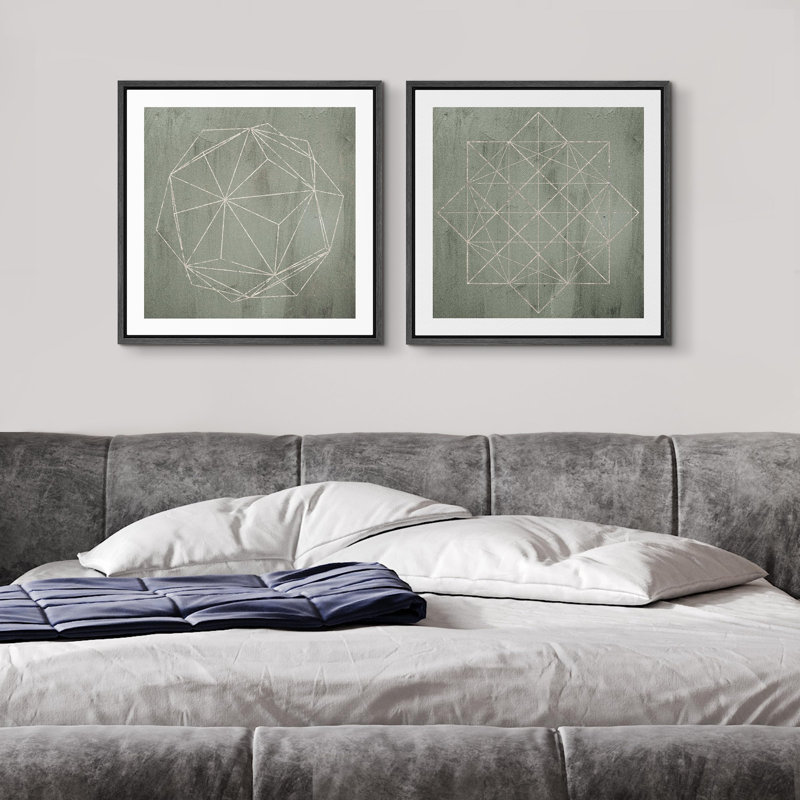 Polygones géométriques verts, formes abstraites, illustrations, décor moderne minimaliste, chic et organique