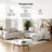 3+2 Linen Sectional Sofa Set with Storage Ottoman & Pockets-867118854