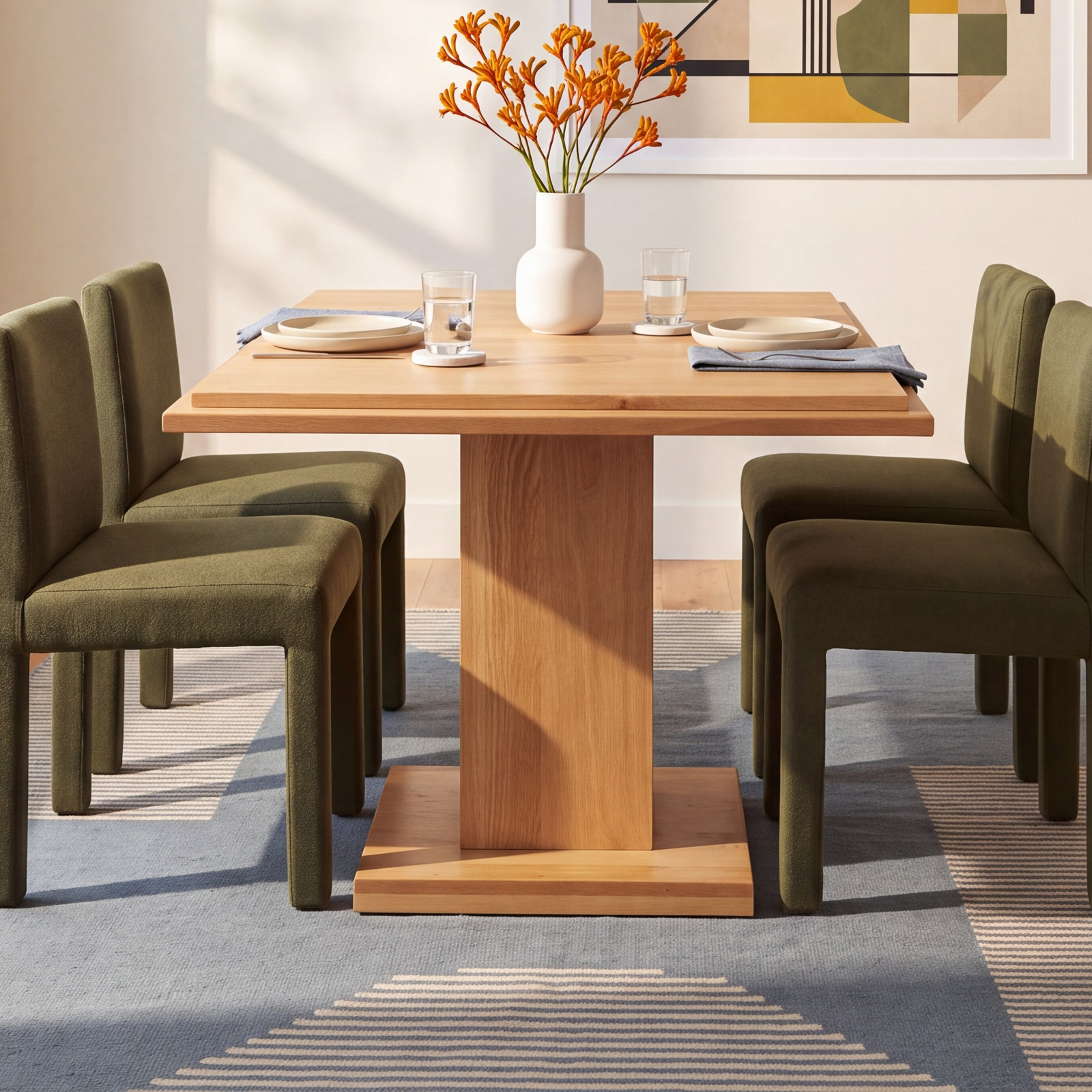 Oak Dining Table, Natural Wood, 30"