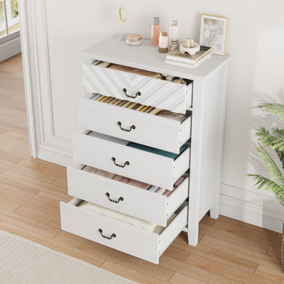 Commode haute 5 tiroirs blanche