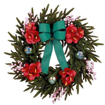 Couronne de Noël pré-éclairée 26 pouces avec 45 lumières DEL et ornements festifs Disney Stitch