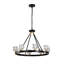 Noir mat + lustre en roue de chariot de style lustre en cristal de style campagnard pour salon