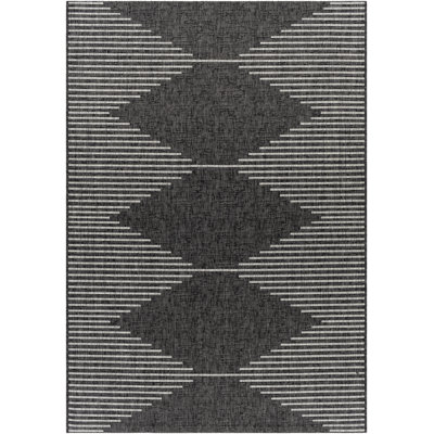 Abdulazeez Black Geometric Outdoor Rug