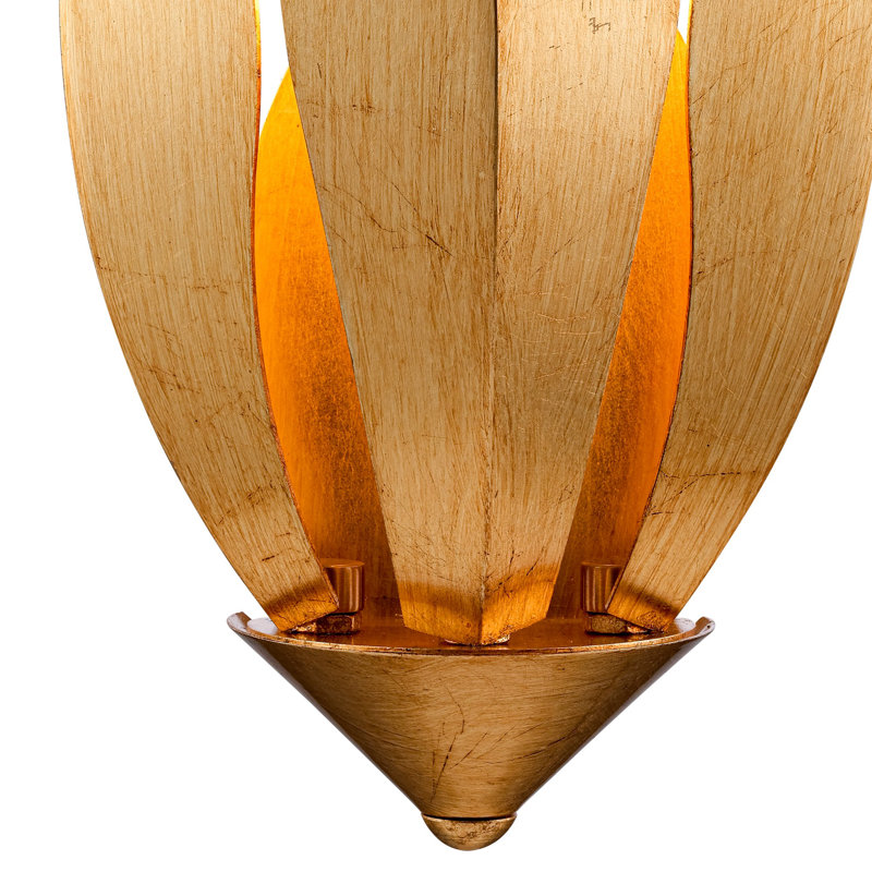 15 inches Mikesh Wall Sconce in Antique Gold Leaf with Clear Crytal