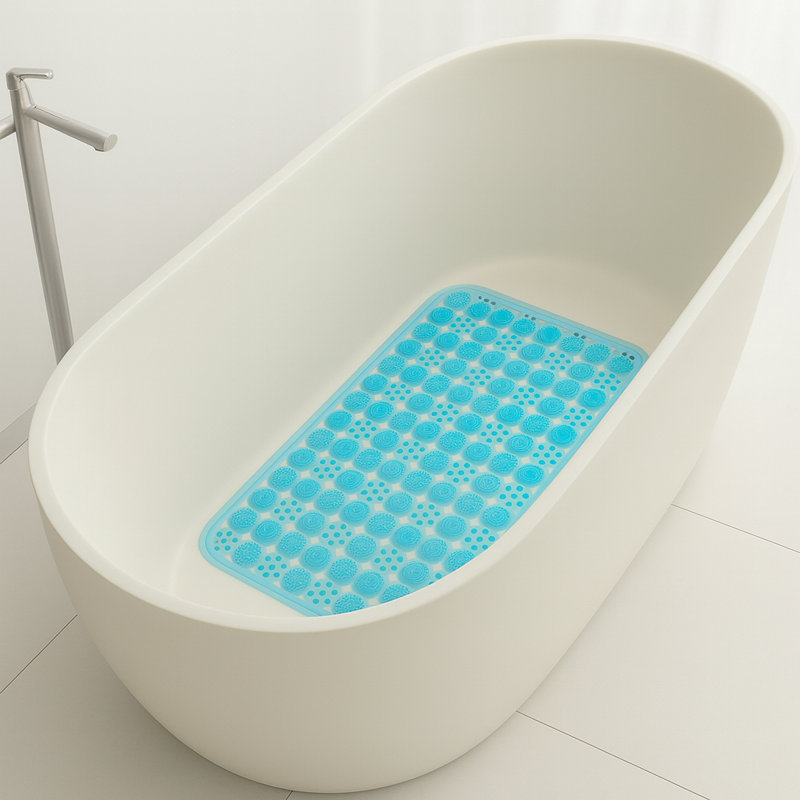 Aaleigha Non-Slip Shower Mat, Aqua