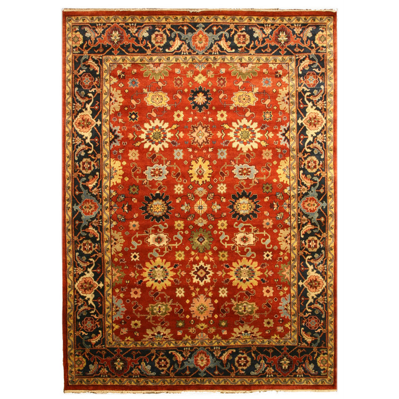 Tapis rouille noué à la main Lahar, Rectangle 9 pi x 12 pi