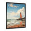 Illustration de plage rétro sur une plage de phare rouge sur toile-1352551565-1560351853