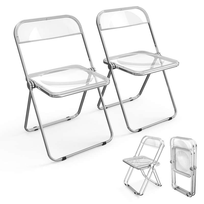 Alcorn Stackable Acrylic Folding Chair Set, Clear