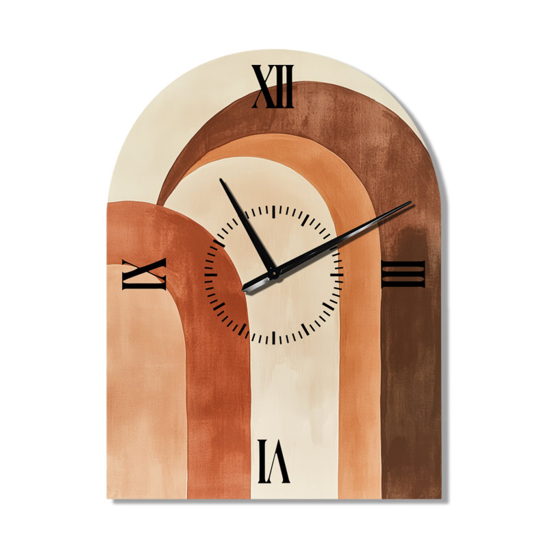 Horloge murale en métal arquée silencieuse Earthtone Arc Composition II - Style bohème, H 31 po x l 23 po - Arche