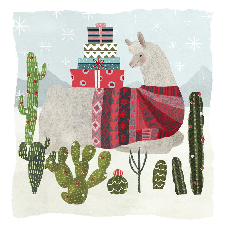 Holiday Llama III - Wrapped Canvas Print, 76cm H x 76cm W